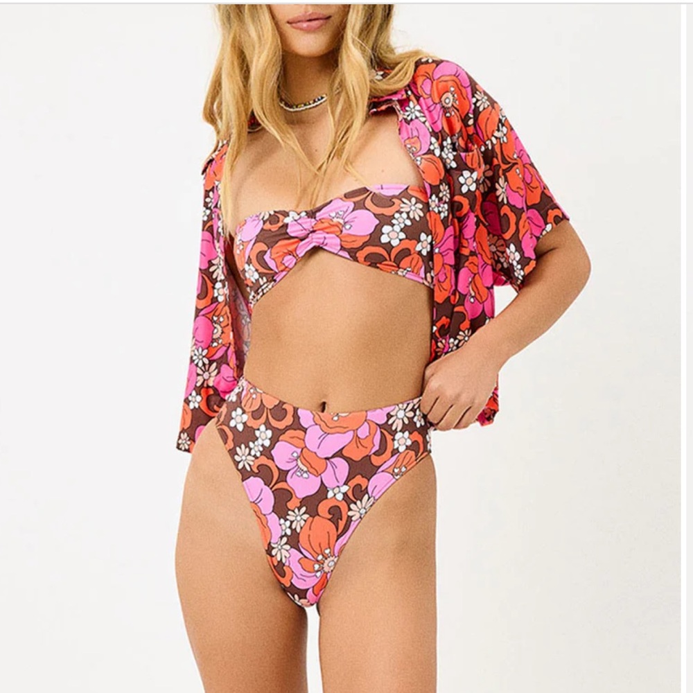 NWT Frankie’s Bikinis Koa Satin Cover Up Shirt Size XL - Picture 3 of 16